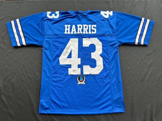 CLIFF HARRIS DALLAS COWBOYS SIGNED 2XL BLUE JERSEY BAS COA