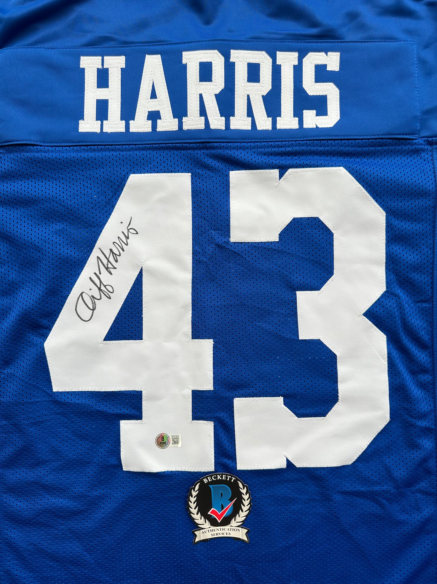 CLIFF HARRIS DALLAS COWBOYS SIGNED 2XL BLUE JERSEY BAS COA