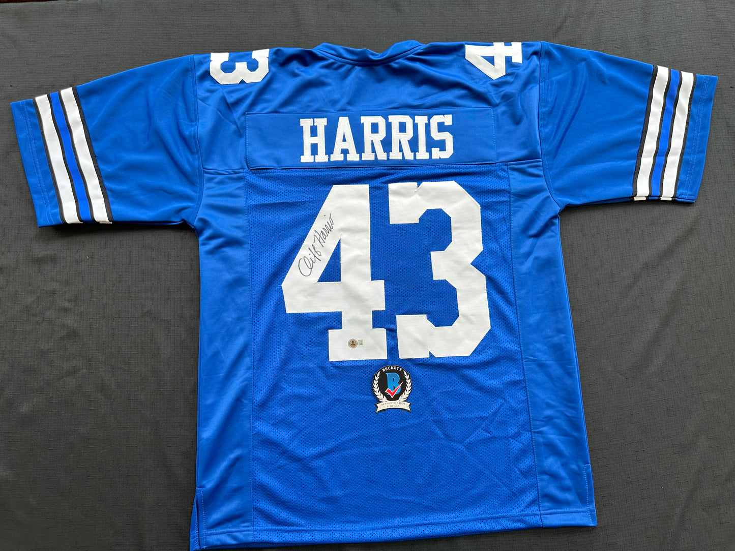 CLIFF HARRIS DALLAS COWBOYS SIGNED 2XL BLUE JERSEY BAS COA