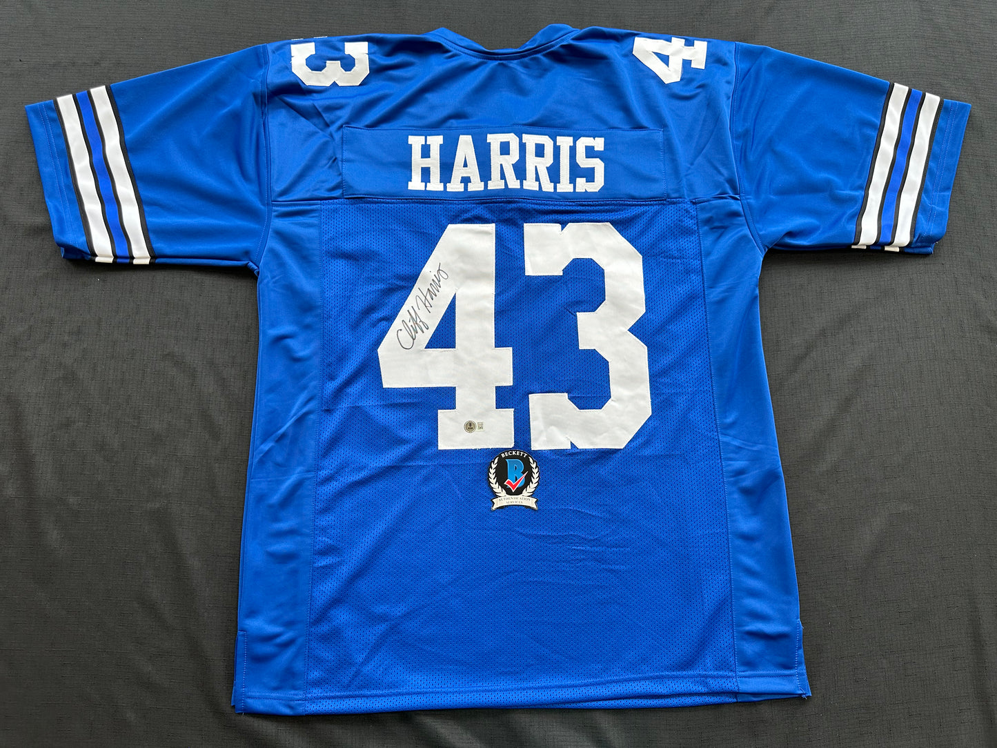 CLIFF HARRIS DALLAS COWBOYS SIGNED 3XL BLUE JERSEY BAS COA