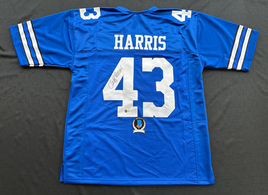 CLIFF HARRIS DALLAS COWBOYS SIGNED 3XL BLUE JERSEY BAS COA