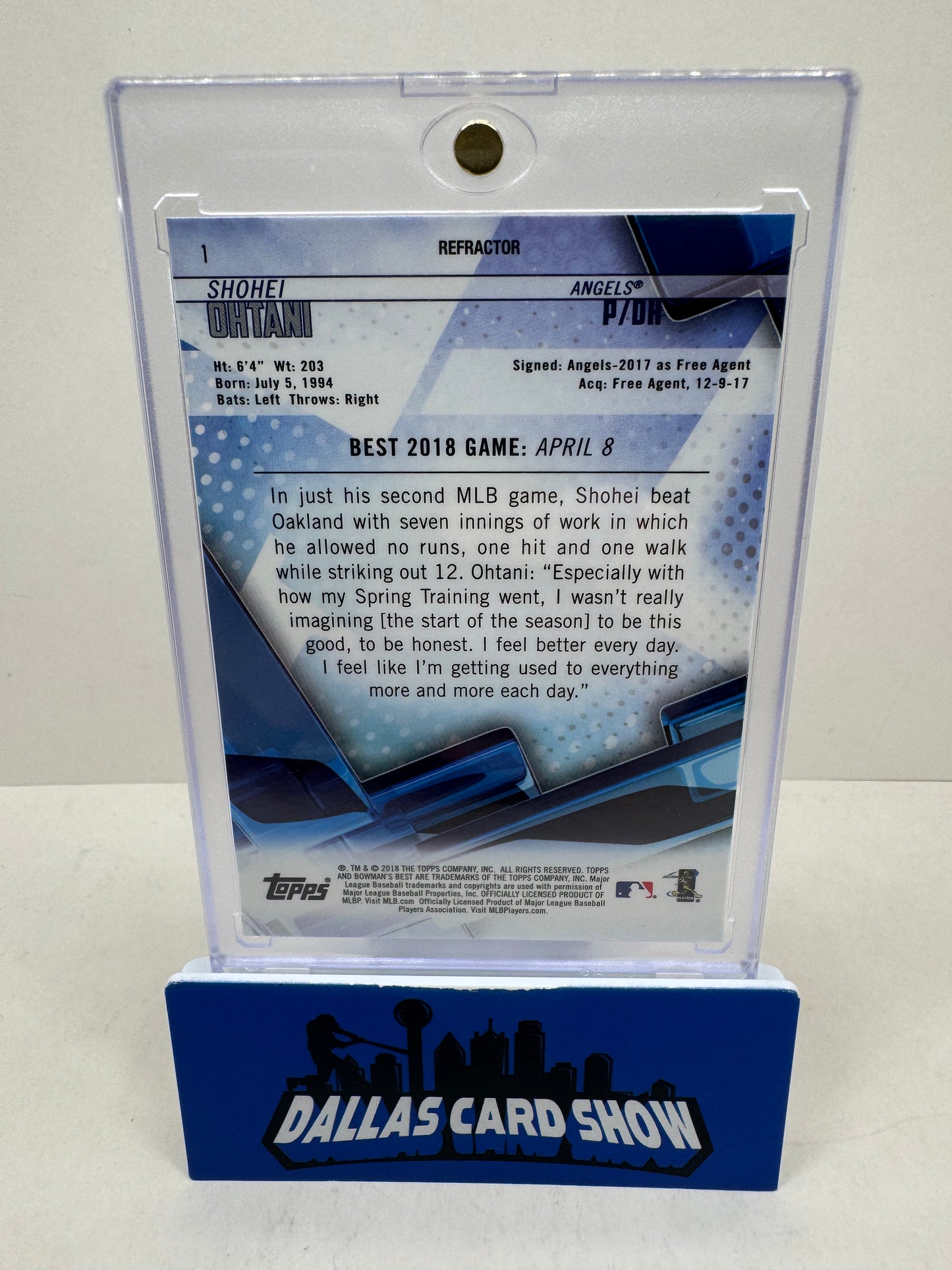 2018 Bowman's Best Shohei Ohtani Refractor Rookie #1