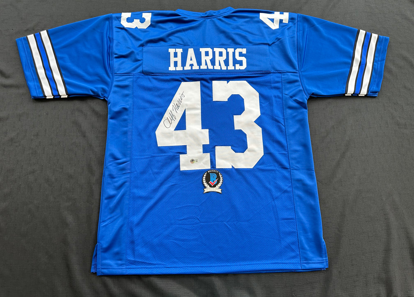 CLIFF HARRIS DALLAS COWBOYS SIGNED 3XL BLUE JERSEY BAS COA