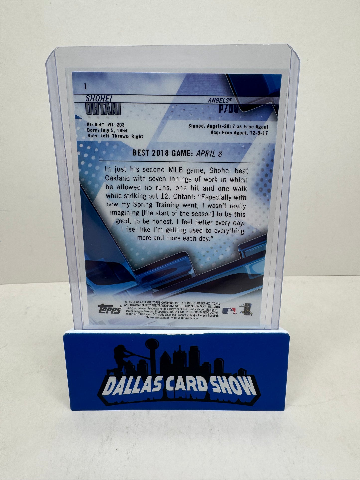 2018 Bowman's Best Shohei Ohtani Rookie #1
