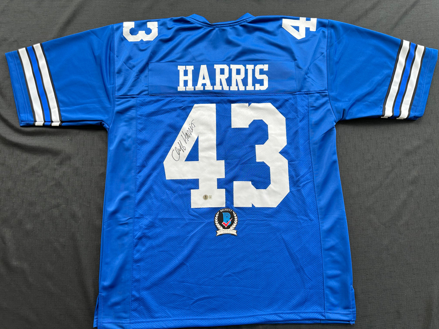 CLIFF HARRIS DALLAS COWBOYS SIGNED 3XL BLUE JERSEY BAS COA