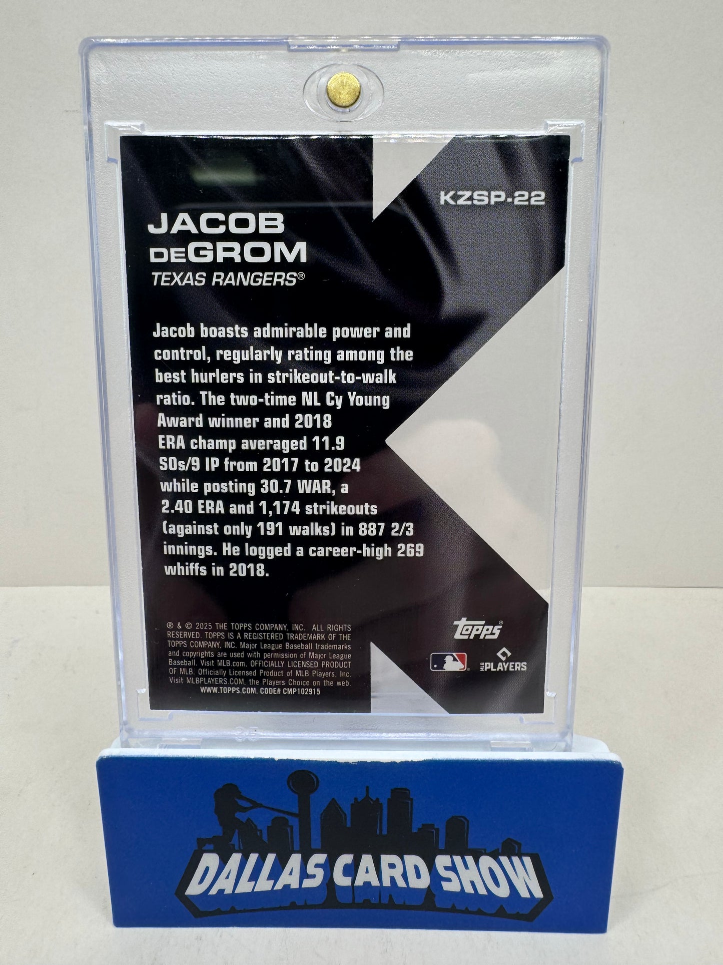2025 Topps Jacob DeGrom Reverse K Zone Die-Cut Case Hit