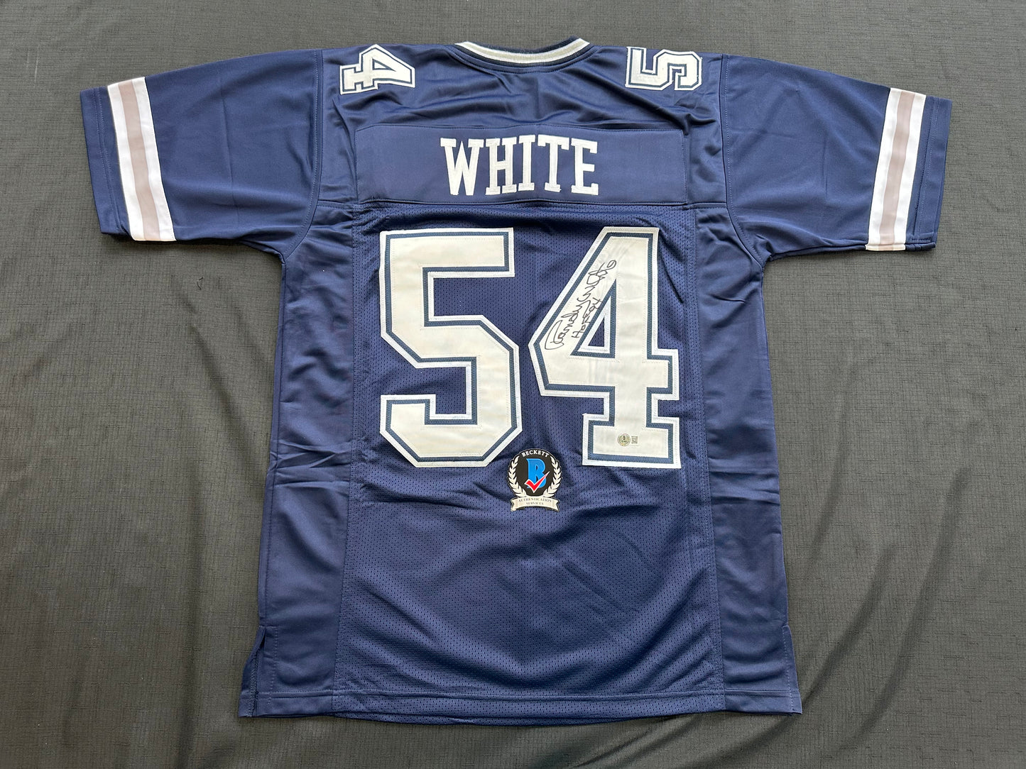 RANDY WHITE DALLAS COWBOYS SIGNED BLUE JERSEY w/HOF 94 INSCRIPTION BAS
