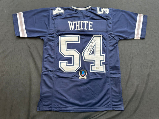 RANDY WHITE DALLAS COWBOYS SIGNED BLUE JERSEY w/HOF 94 INSCRIPTION BAS