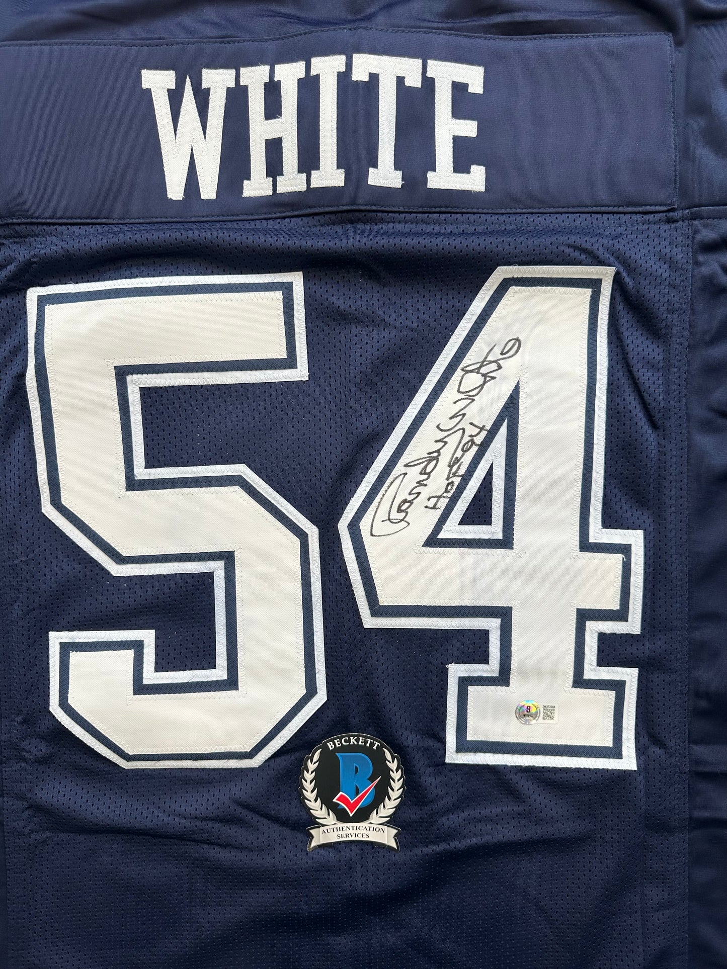 RANDY WHITE DALLAS COWBOYS SIGNED BLUE JERSEY w/HOF 94 INSCRIPTION BAS