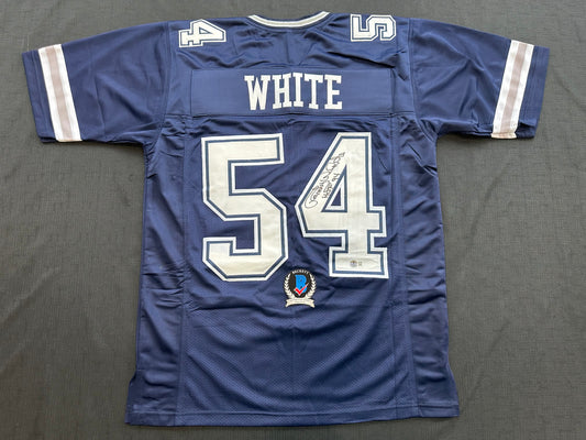 RANDY WHITE DALLAS COWBOYS SIGNED BLUE JERSEY w/HOF 94 INSCRIPTION BAS