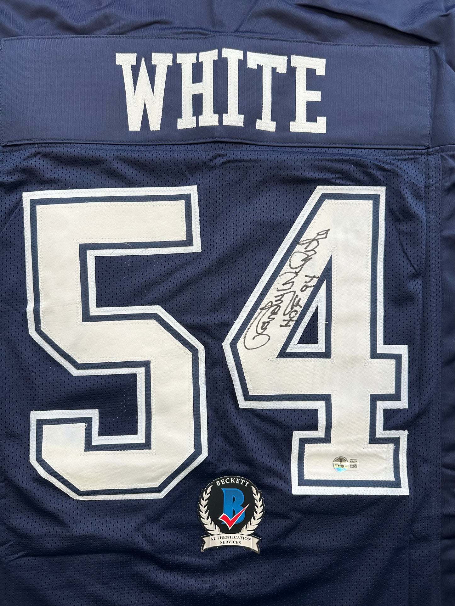 RANDY WHITE DALLAS COWBOYS SIGNED BLUE JERSEY w/HOF 94 INSCRIPTION BAS