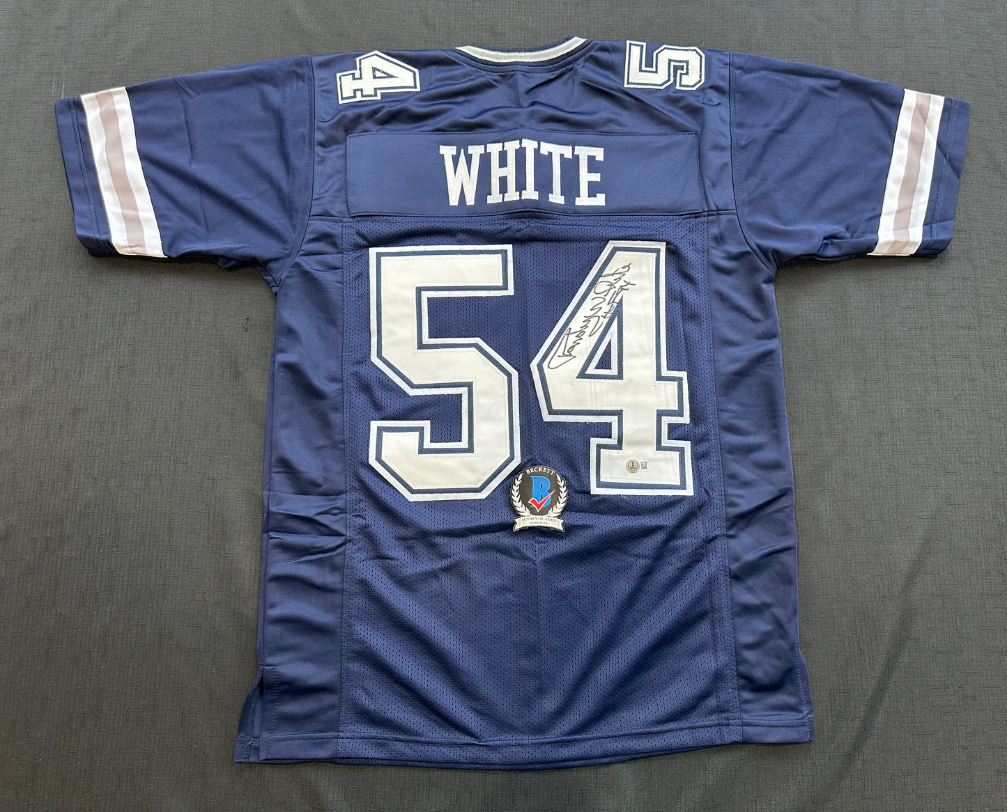 RANDY WHITE DALLAS COWBOYS SIGNED BLUE JERSEY w/HOF 94 INSCRIPTION BAS