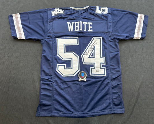 RANDY WHITE DALLAS COWBOYS SIGNED BLUE JERSEY w/HOF 94 INSCRIPTION BAS