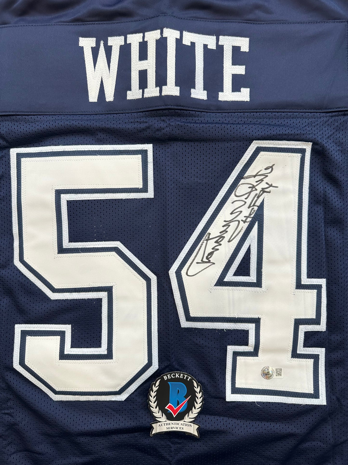 RANDY WHITE DALLAS COWBOYS SIGNED BLUE JERSEY w/HOF 94 INSCRIPTION BAS