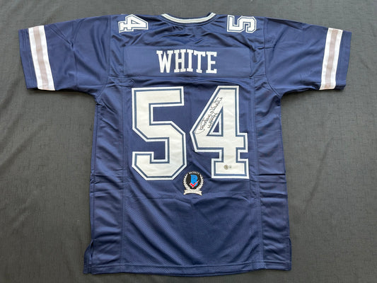 RANDY WHITE DALLAS COWBOYS SIGNED BLUE JERSEY w/HOF 94 INSCRIPTION BAS