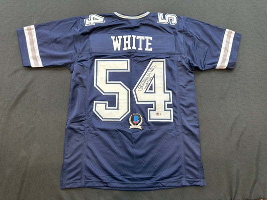 RANDY WHITE DALLAS COWBOYS SIGNED BLUE JERSEY w/HOF 94 INSCRIPTION BAS