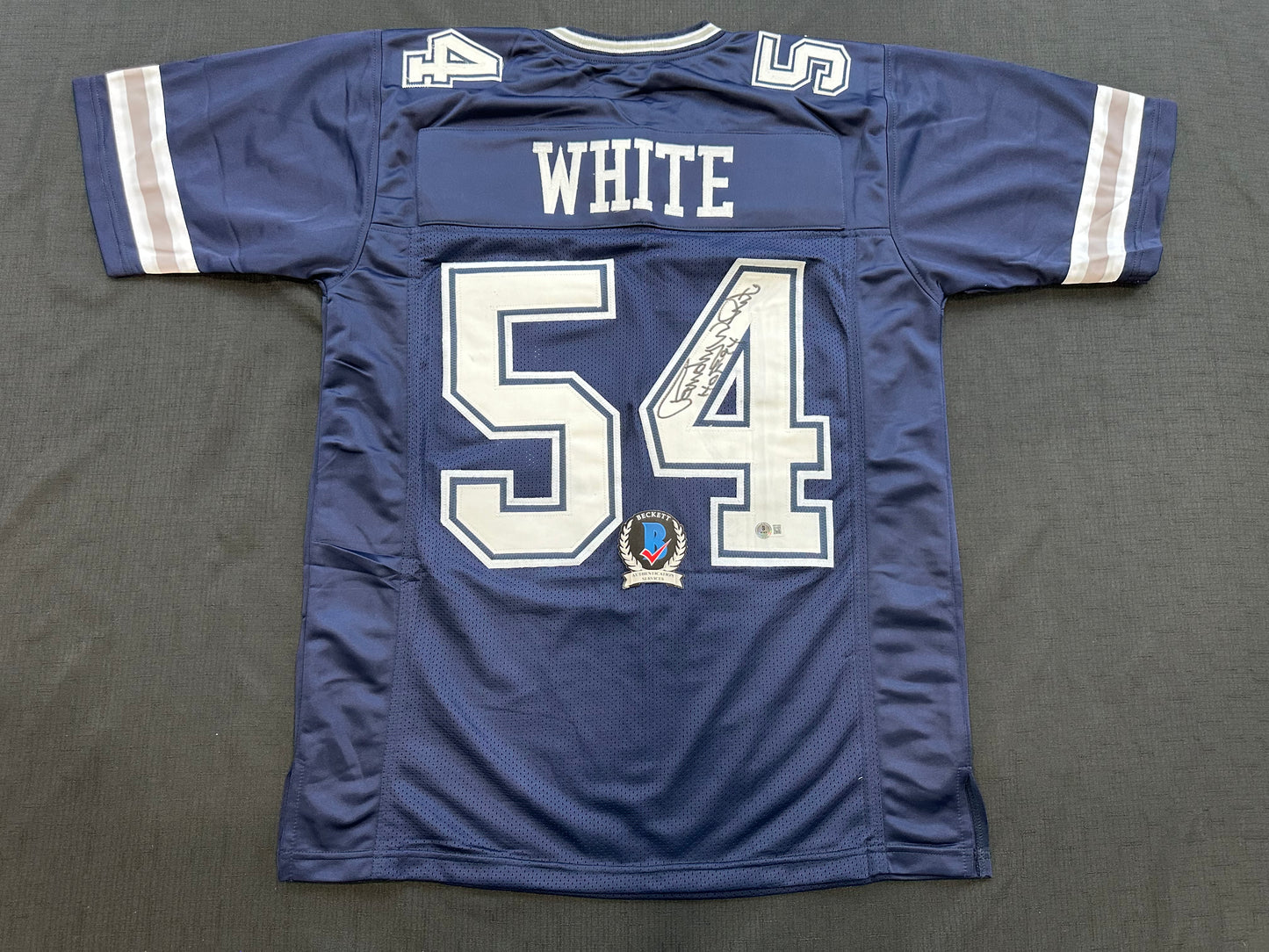 RANDY WHITE DALLAS COWBOYS SIGNED BLUE JERSEY w/HOF 94 INSCRIPTION BAS