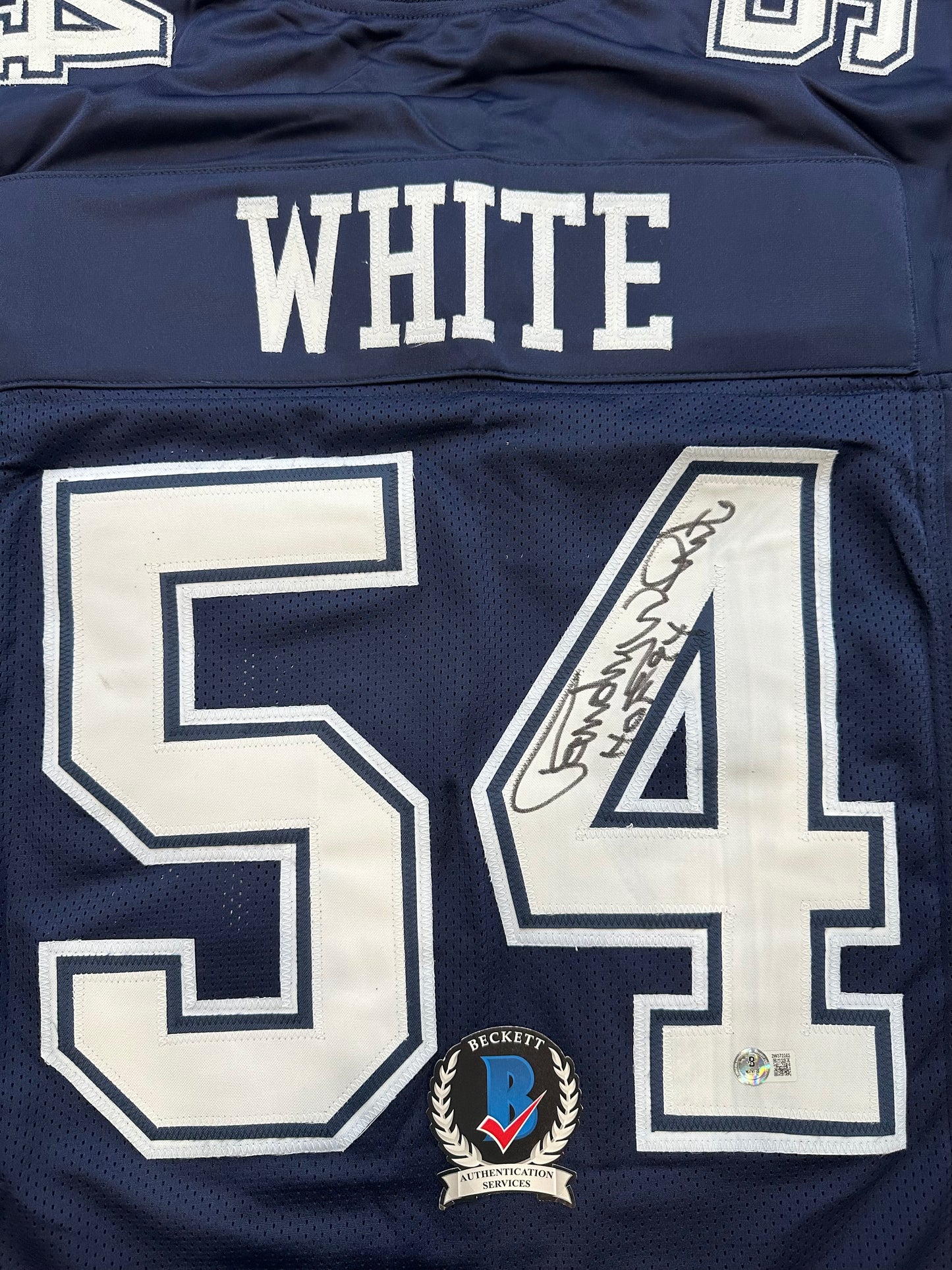 RANDY WHITE DALLAS COWBOYS SIGNED BLUE JERSEY w/HOF 94 INSCRIPTION BAS
