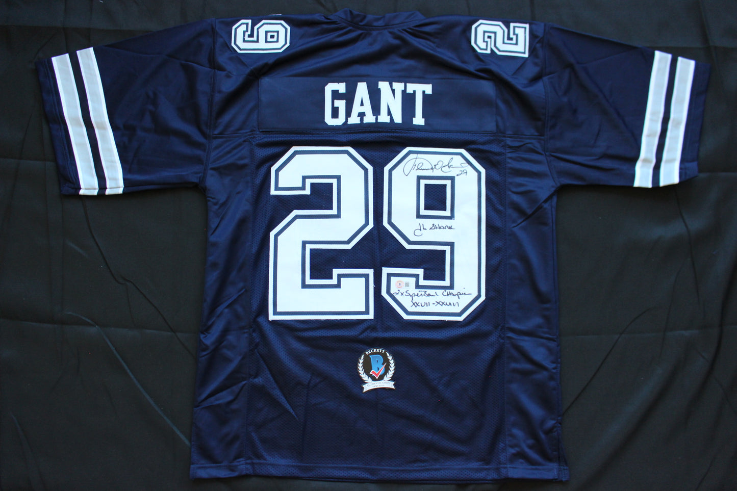 KENNETH KENNY GANT DALLAS COWBOYS SIGNED ROAD JERSEY 2XL w/INSCs BAS COA