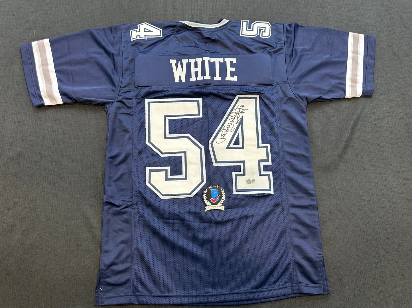 RANDY WHITE DALLAS COWBOYS SIGNED BLUE JERSEY w/HOF 94 INSCRIPTION BAS