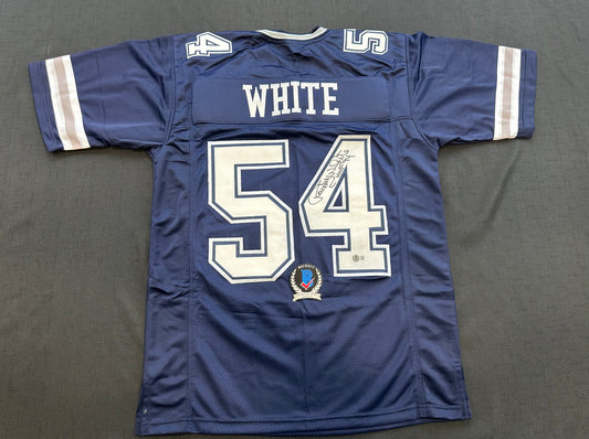 RANDY WHITE DALLAS COWBOYS SIGNED BLUE JERSEY w/HOF 94 INSCRIPTION BAS