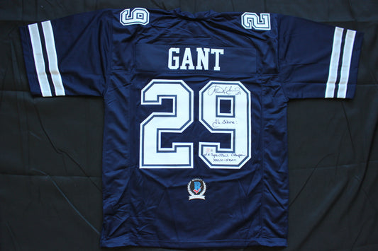 KENNETH KENNY GANT DALLAS COWBOYS SIGNED ROAD JERSEY 2XL w/INSCs BAS COA