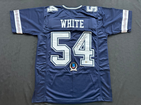 RANDY WHITE DALLAS COWBOYS SIGNED BLUE JERSEY w/HOF 94 INSCRIPTION BAS