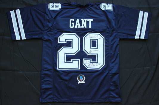 KENNETH KENNY GANT DALLAS COWBOYS SIGNED ROAD JERSEY 2XL w/INSCs BAS COA