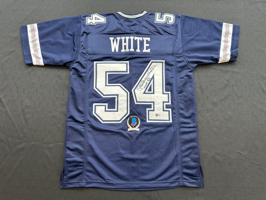RANDY WHITE DALLAS COWBOYS SIGNED BLUE JERSEY w/HOF 94 INSCRIPTION BAS