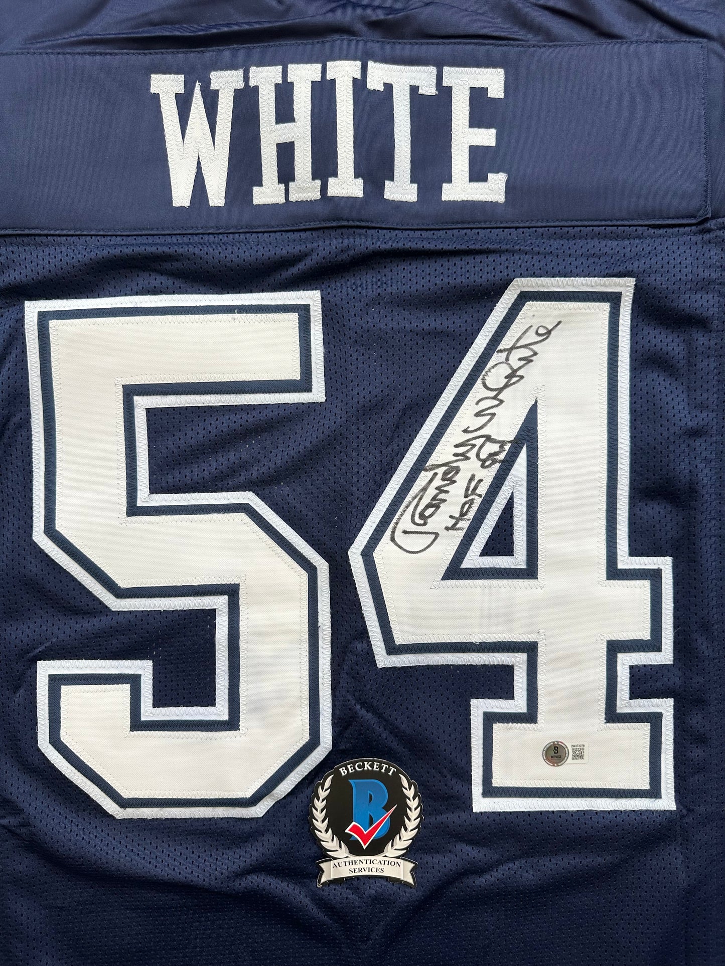 RANDY WHITE DALLAS COWBOYS SIGNED BLUE JERSEY w/HOF 94 INSCRIPTION BAS