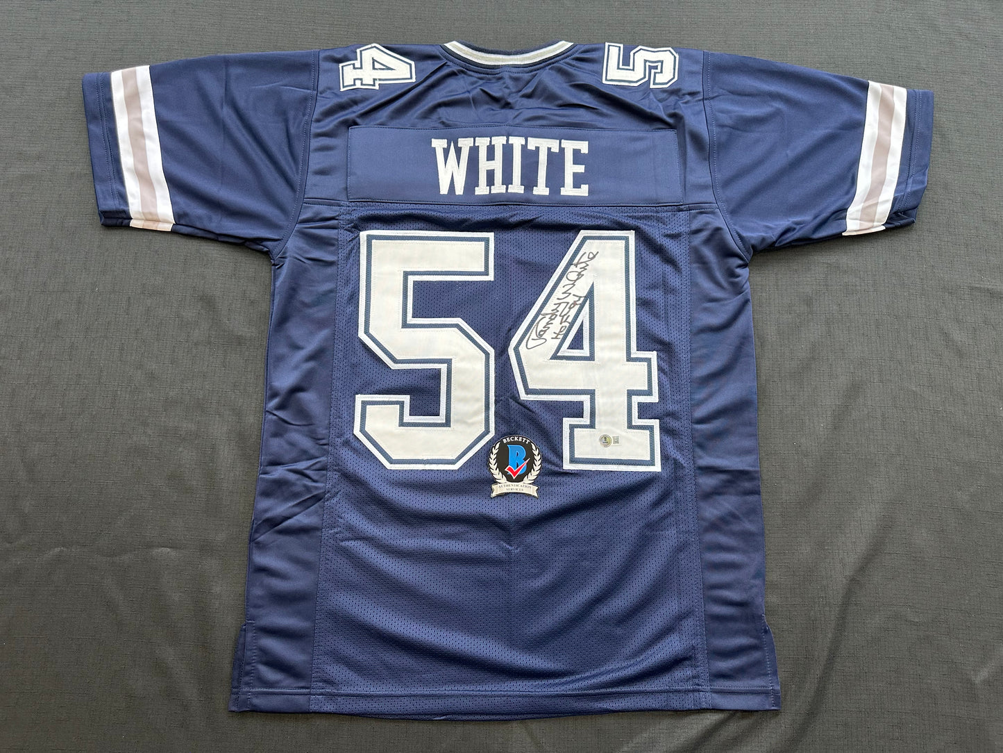 RANDY WHITE DALLAS COWBOYS SIGNED BLUE JERSEY w/HOF 94 INSCRIPTION BAS