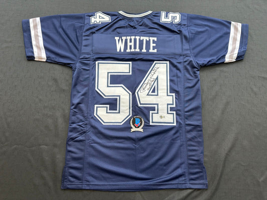 RANDY WHITE DALLAS COWBOYS SIGNED BLUE JERSEY w/HOF 94 INSCRIPTION BAS