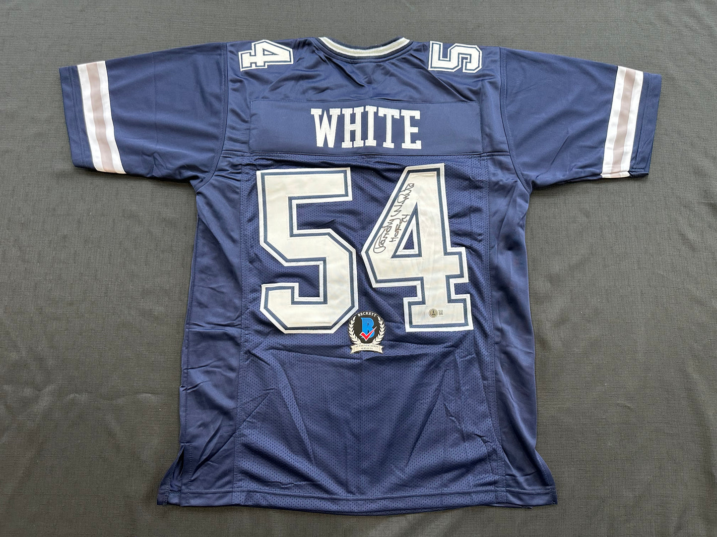 RANDY WHITE DALLAS COWBOYS SIGNED BLUE JERSEY w/HOF 94 INSCRIPTION BAS