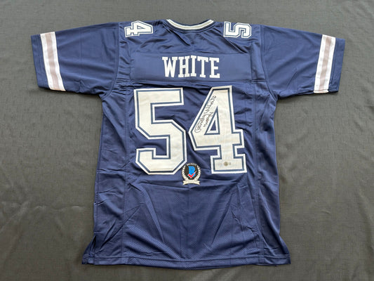 RANDY WHITE DALLAS COWBOYS SIGNED BLUE JERSEY w/HOF 94 INSCRIPTION BAS