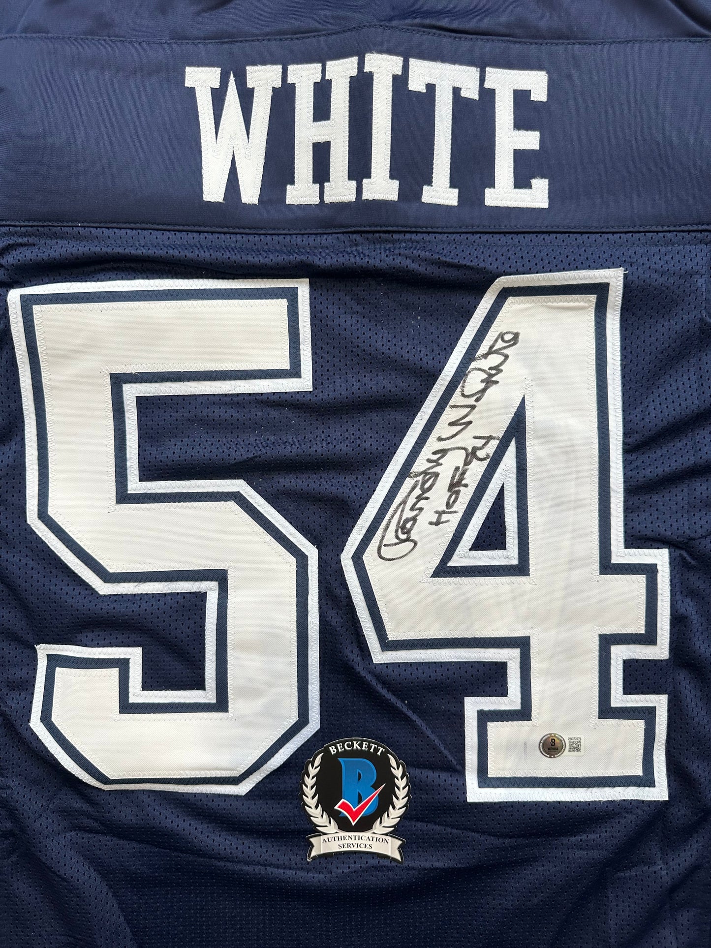 RANDY WHITE DALLAS COWBOYS SIGNED BLUE JERSEY w/HOF 94 INSCRIPTION BAS