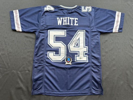 RANDY WHITE DALLAS COWBOYS SIGNED BLUE JERSEY w/HOF 94 INSCRIPTION BAS