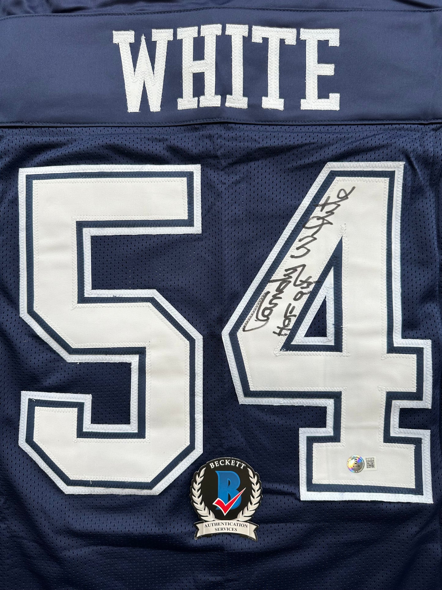 RANDY WHITE DALLAS COWBOYS SIGNED BLUE JERSEY w/HOF 94 INSCRIPTION BAS