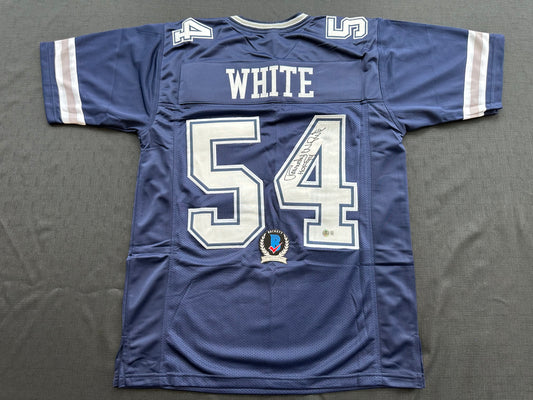 RANDY WHITE DALLAS COWBOYS SIGNED BLUE JERSEY w/HOF 94 INSCRIPTION BAS