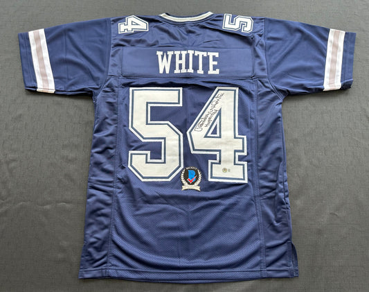RANDY WHITE DALLAS COWBOYS SIGNED BLUE JERSEY w/HOF 94 INSCRIPTION BAS