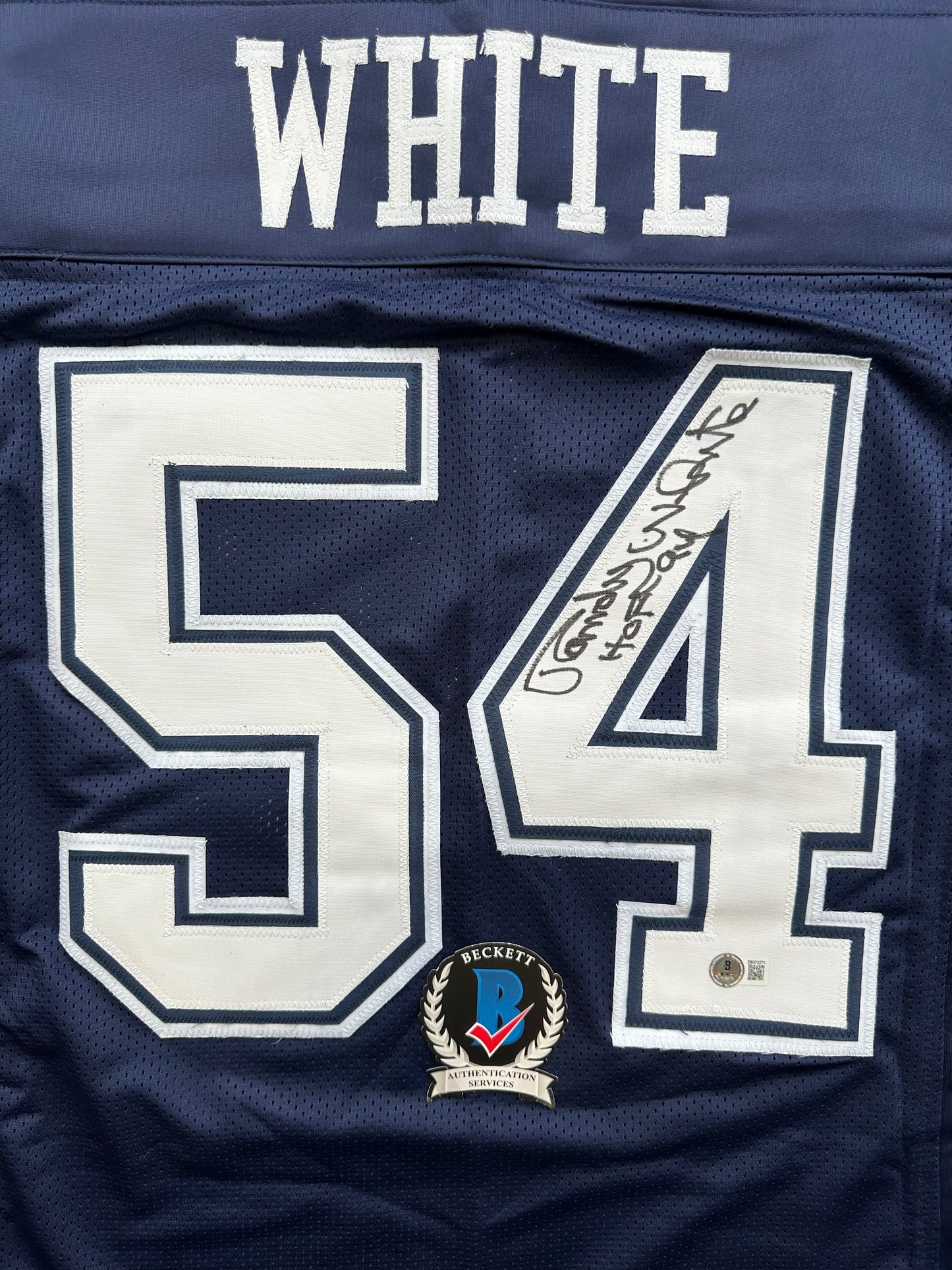 RANDY WHITE DALLAS COWBOYS SIGNED BLUE JERSEY w/HOF 94 INSCRIPTION BAS