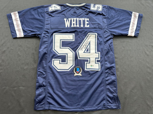 RANDY WHITE DALLAS COWBOYS SIGNED BLUE JERSEY w/HOF 94 INSCRIPTION BAS