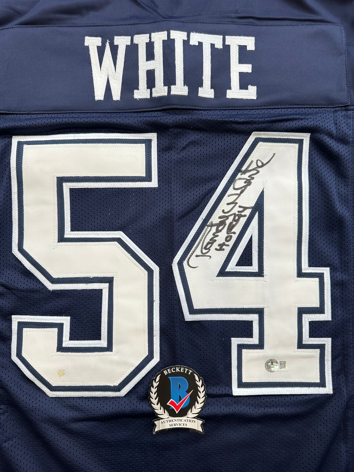 RANDY WHITE DALLAS COWBOYS SIGNED BLUE JERSEY w/HOF 94 INSCRIPTION BAS