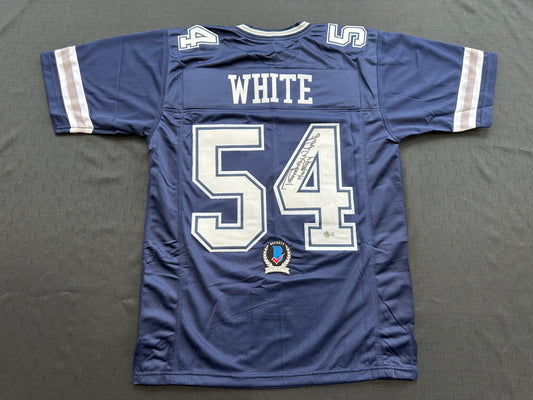 RANDY WHITE DALLAS COWBOYS SIGNED BLUE JERSEY w/HOF 94 INSCRIPTION BAS