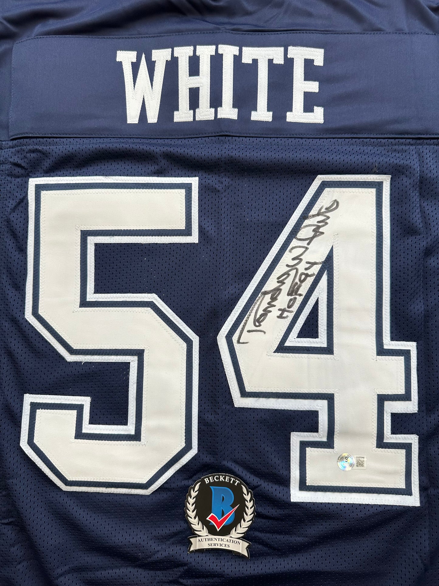 RANDY WHITE DALLAS COWBOYS SIGNED BLUE JERSEY w/HOF 94 INSCRIPTION BAS