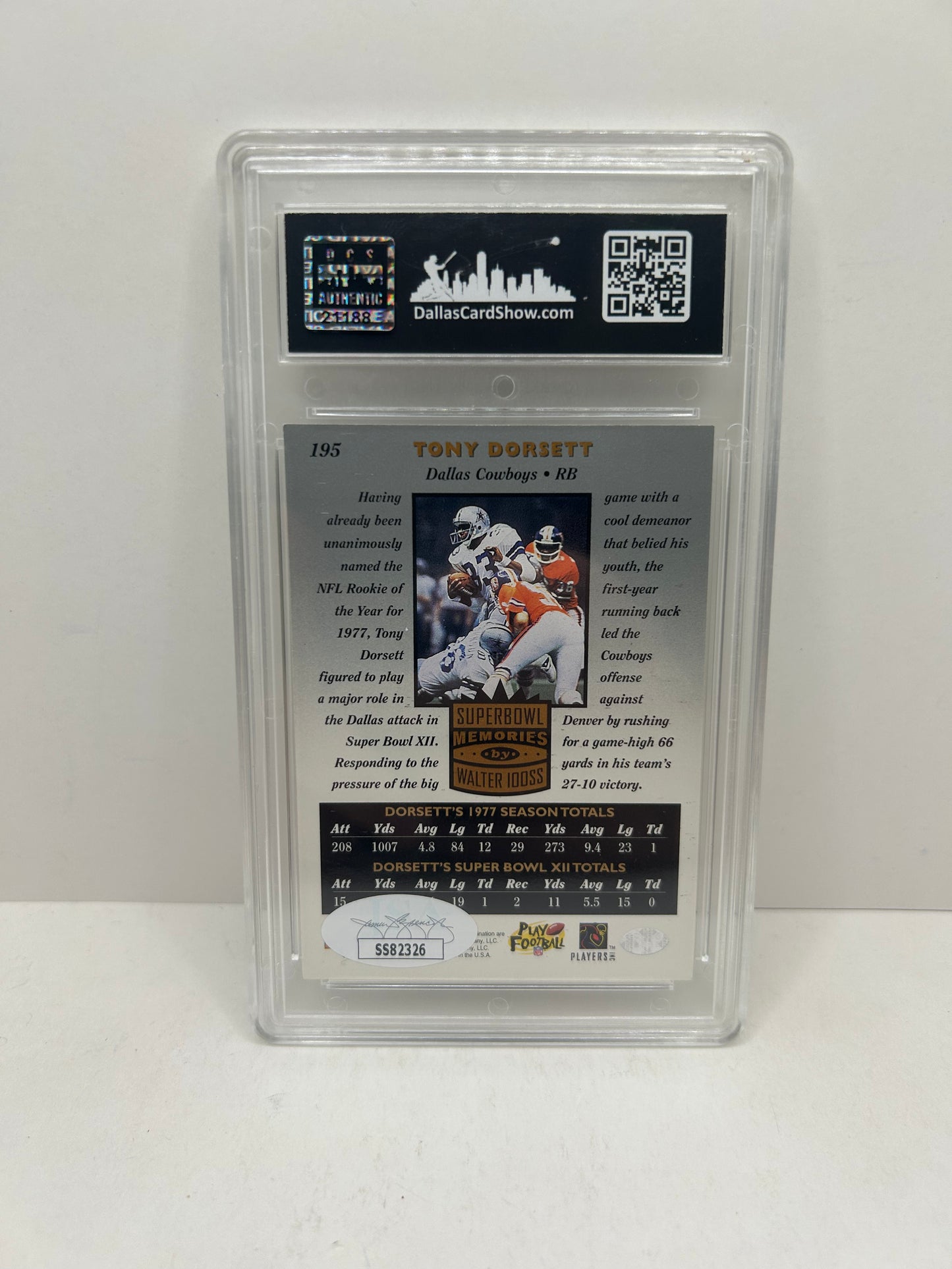 1997 Upper Deck NFL Legends Tony Dorsett #195 Autograph JSA Authenticated