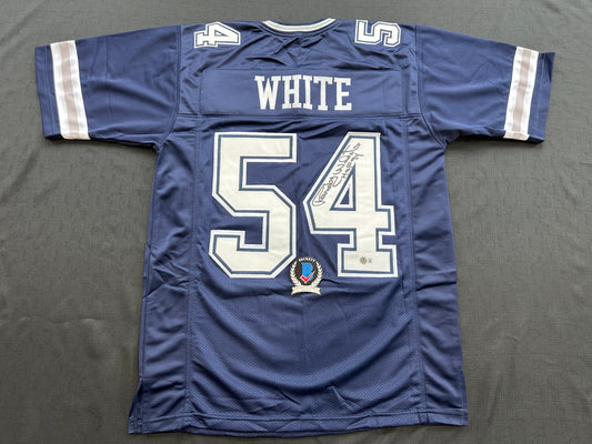 RANDY WHITE DALLAS COWBOYS SIGNED BLUE JERSEY w/HOF 94 INSCRIPTION BAS