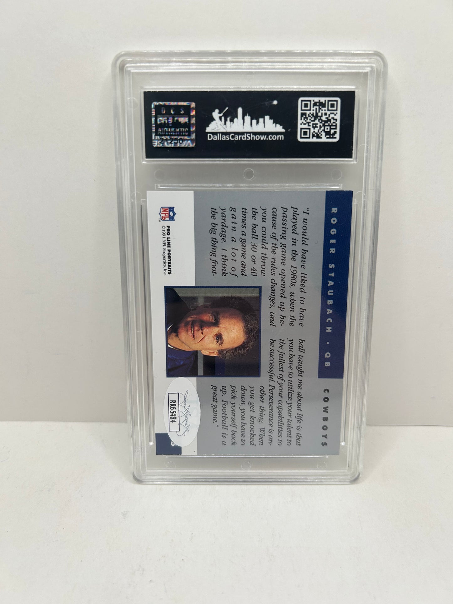 1991 Pro Line Portraits #85 Roger Staubach Dallas Cowboys HOF Autographed JSA Certified