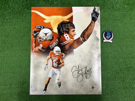 JORDAN SHIPLEY Texas Longhorns SIGNED 16x20 PHOTO Custom Hook 'Em BAS COA
