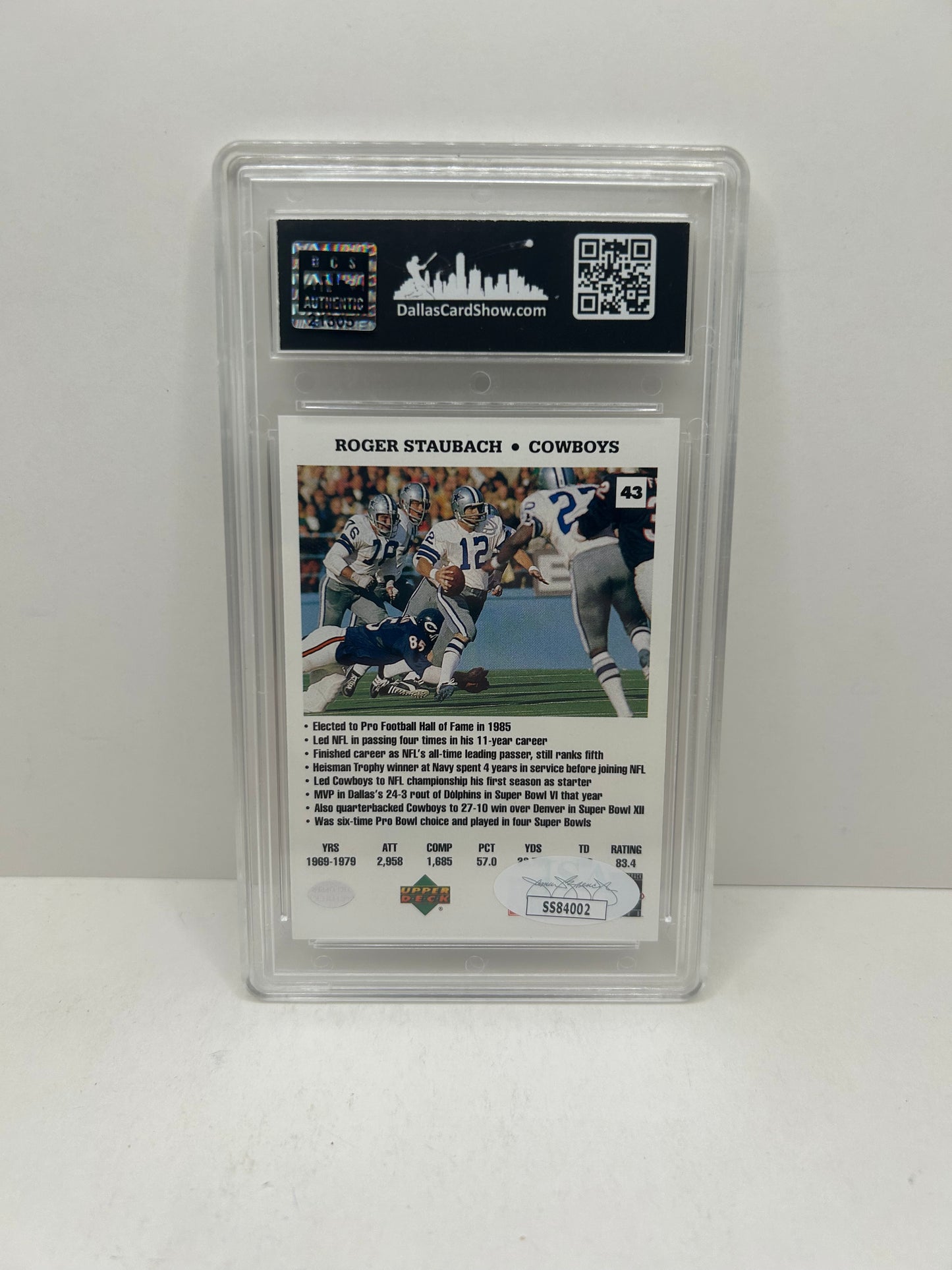 1991 Upper Deck # 43 Roger Staubach Domino's Autograph JSA Authentic