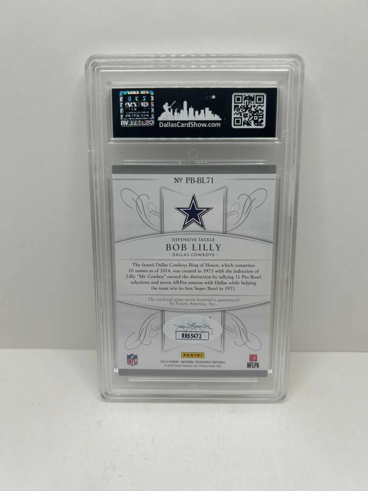 2014 National Treasures Autograph Jersey Cowboys Bob Lilly #d/99 JSA Certified
